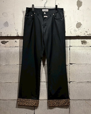 【Caka otto】 Leopard Faux Fur Switching Vintage Flare Pants