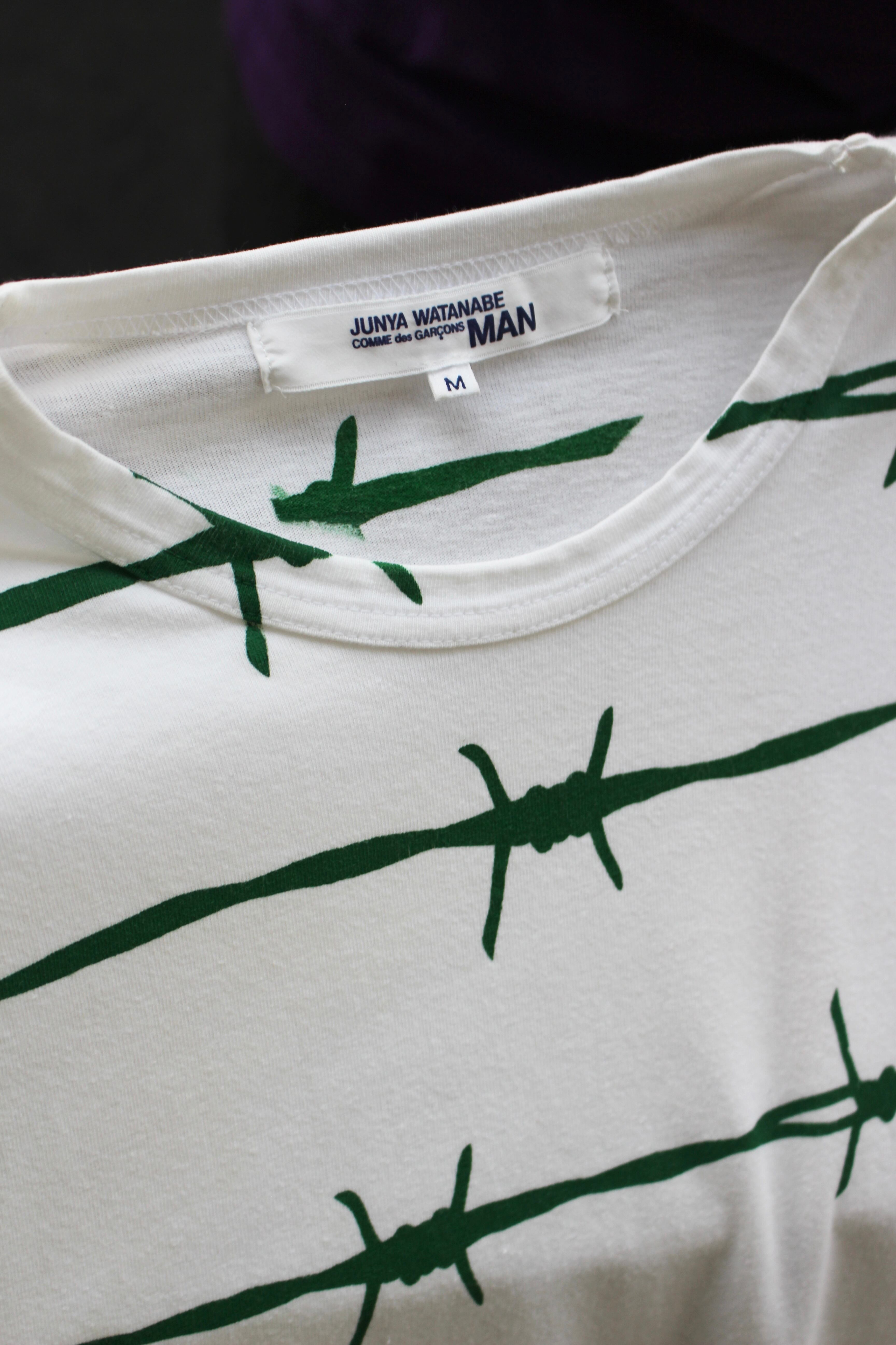 04ss JUNYA WATANABE MAN 有刺鉄線 プリントデザイン Tシャツ ジュンヤ