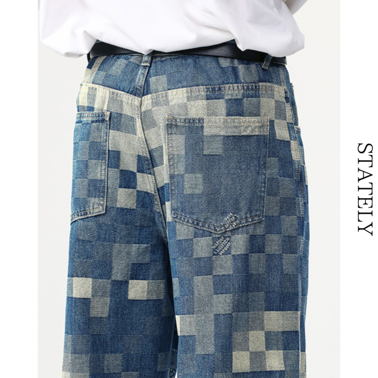 Check Patchwork Denim Pants_B63・画像5