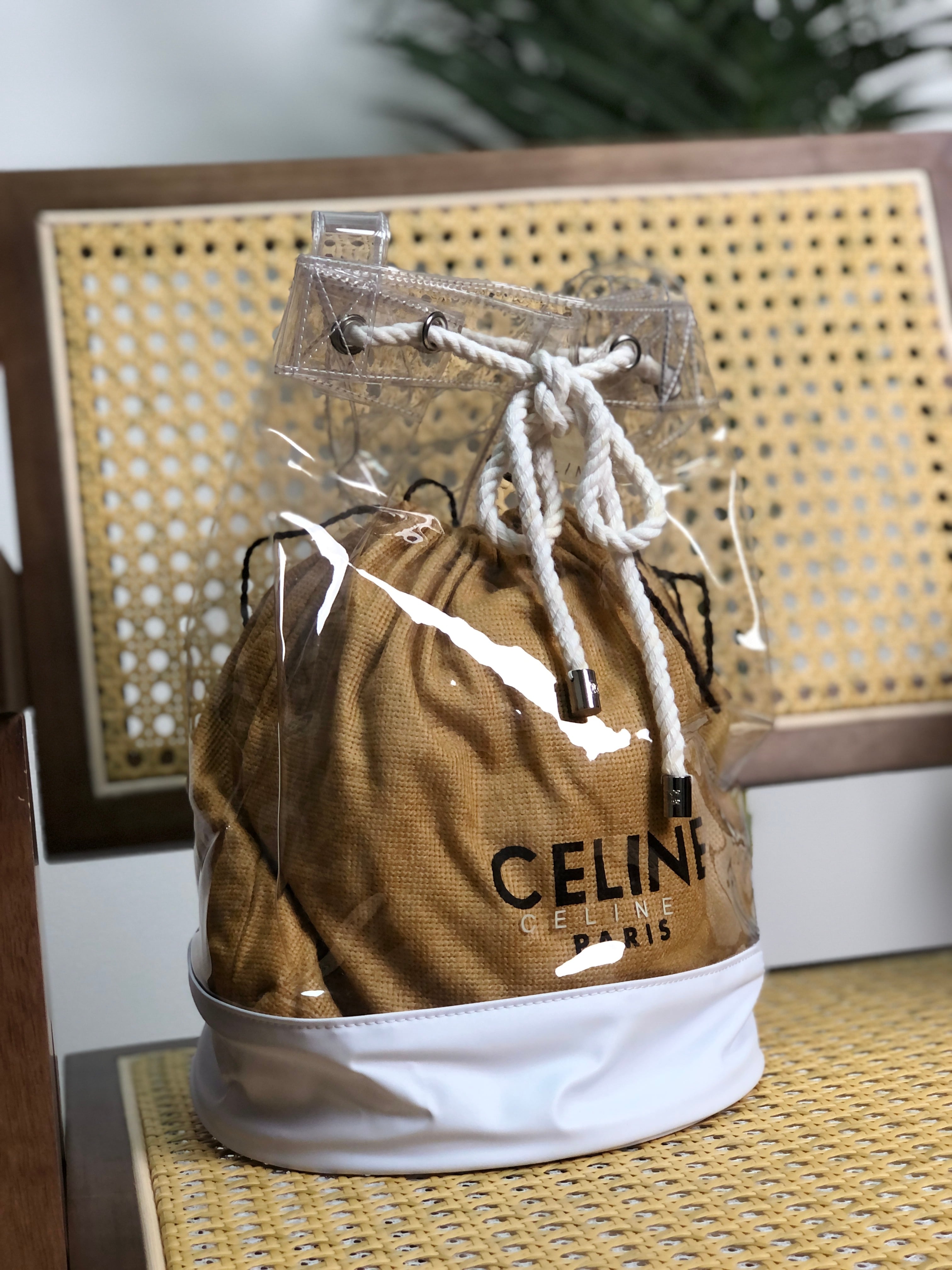 CELINE セリーヌ ハンドバッグ クリア ロゴ ビニール 巾着 vintage