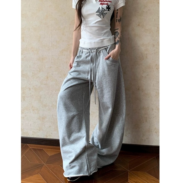 カレッジバックロゴワイドラインスウェットパンツ 2col R02596