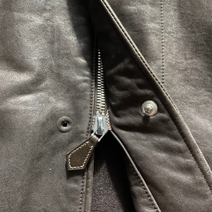 HERMES dark brown leather half coat