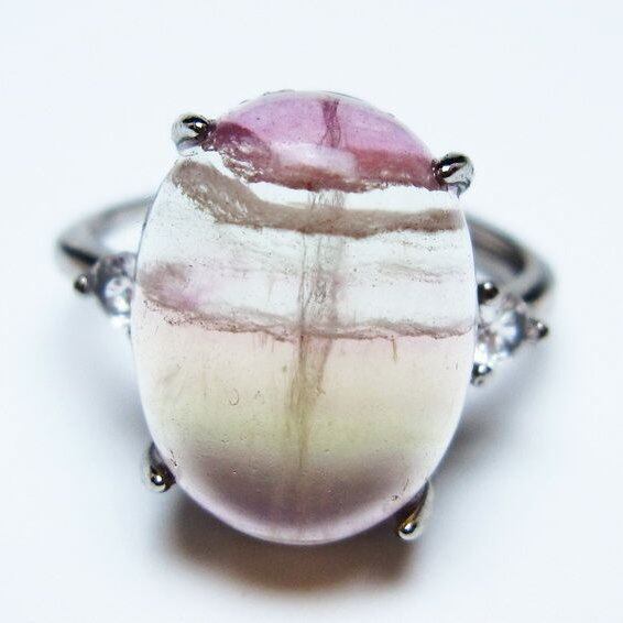 フローライト リング 蛍石 指輪 フリーサイズ 20号 一点物 メール便可 [M便 1/20] 115-7080