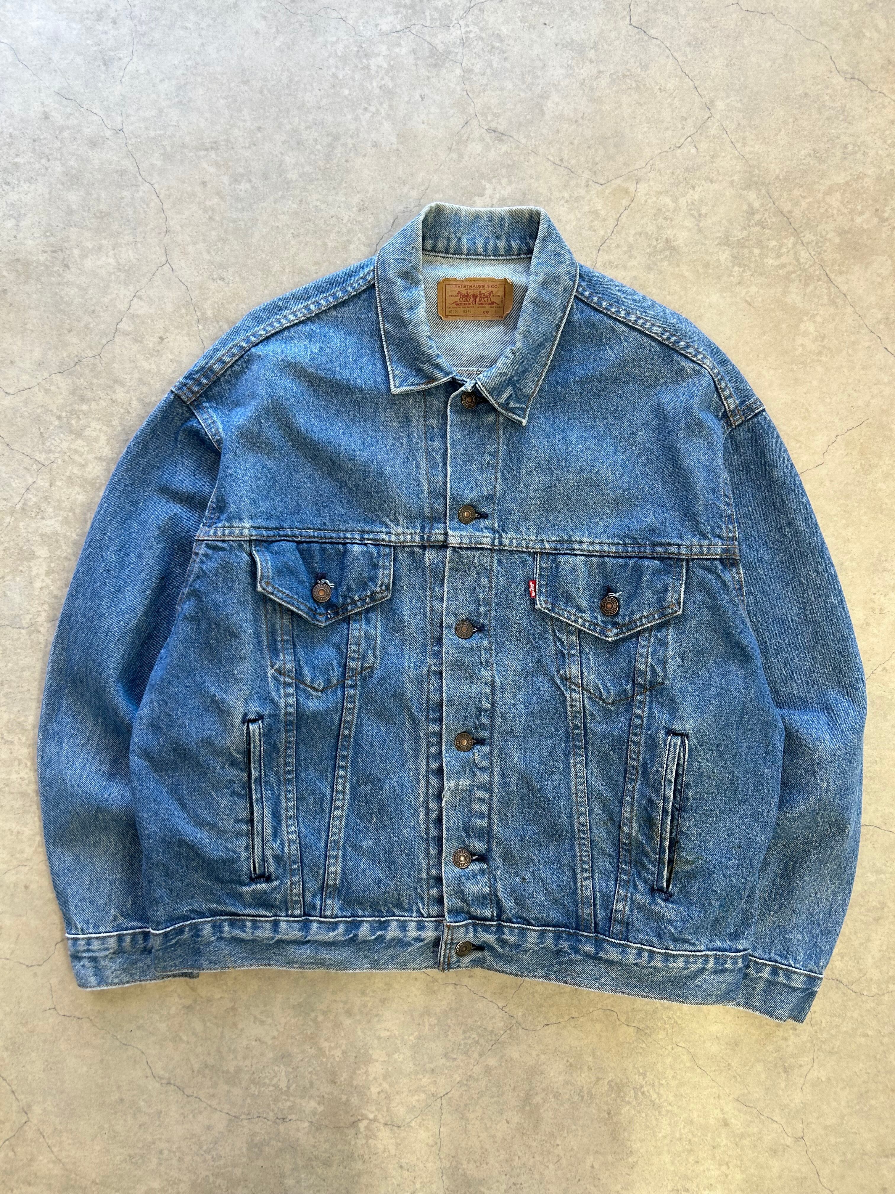 80s OLD STUSSY/Denim Jacket/USA製/黒タグ/L/デニムジャケット