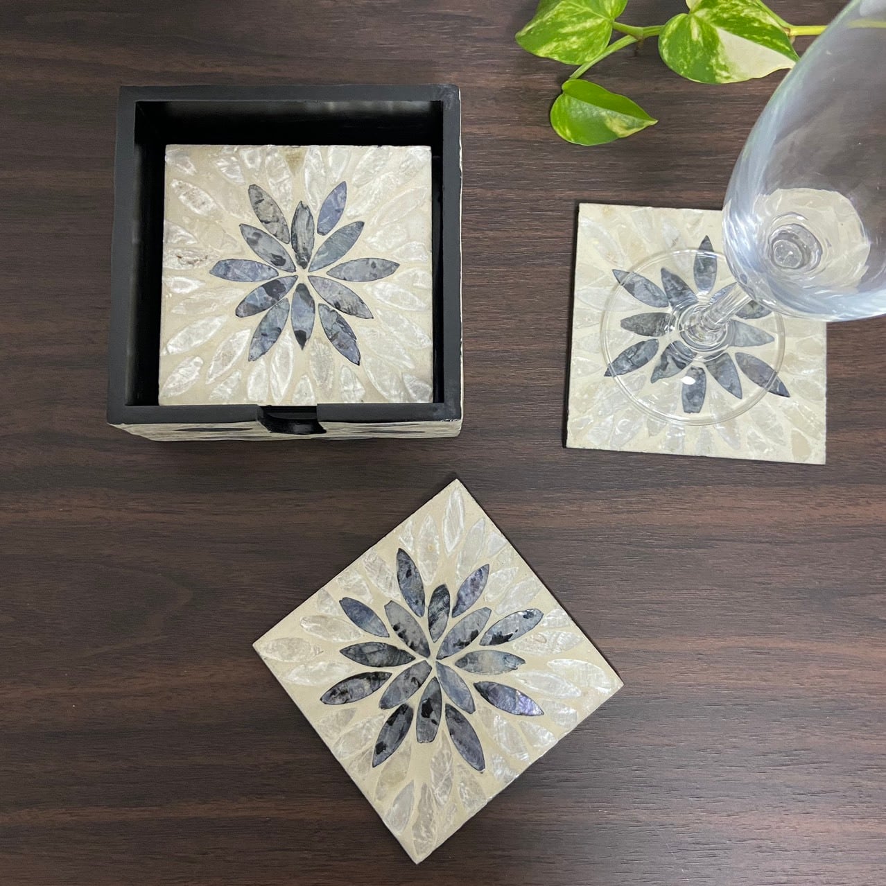 パール シェル コースター 6枚セット（収納ケース付き）（STB-116