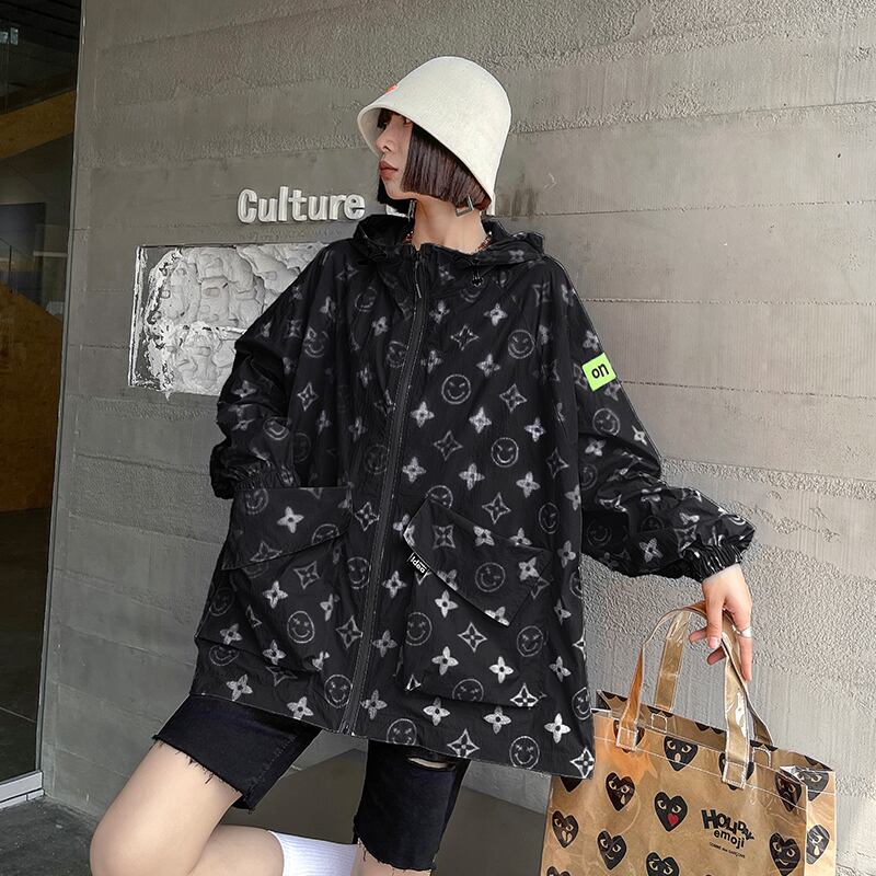 薄手レディースサマーフードシャツ ジャケット ロング 夏物 ラブタオタオダレンハウス74480659831