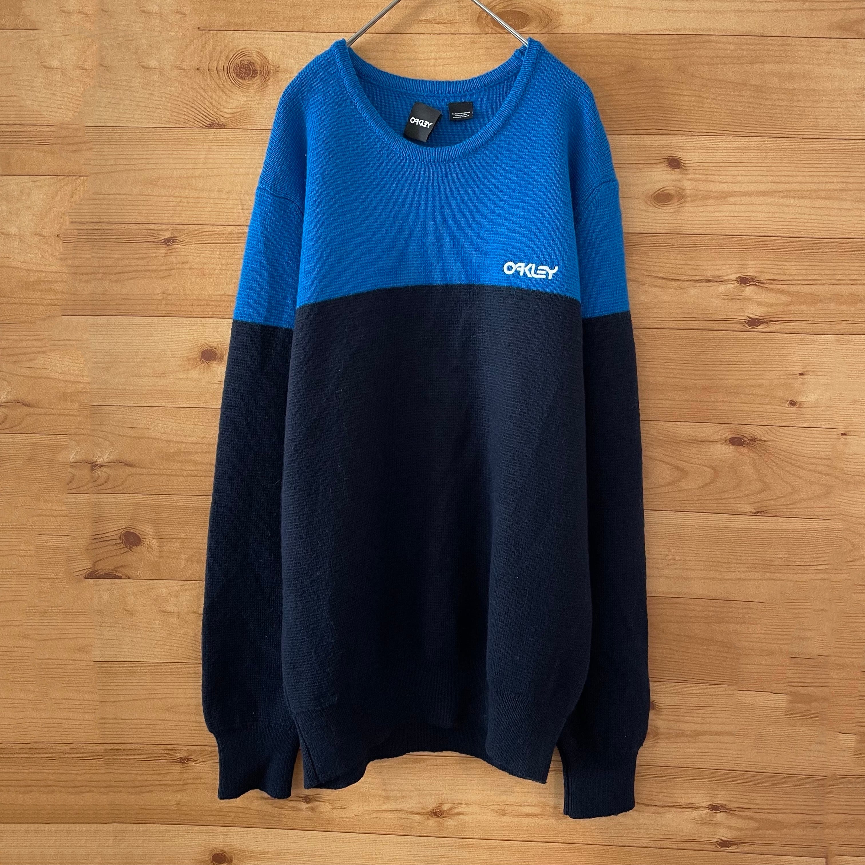 OAKLEY】イタリア製 ニット セーター 切替 刺繍ロゴ XXL オークリー EU