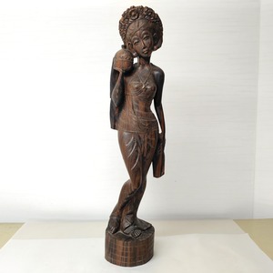 バリ島・木彫り女性像・置物・インテリア・No.230327-39・梱包サイズ140