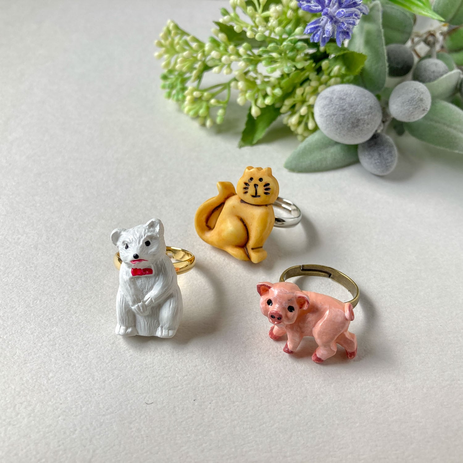 フランスボタンのアニマルリング | Dua-アクセサリーパーツショップ