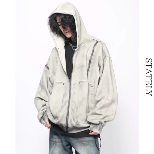 Vintage Zip ウォッシュフーディー/2color_O89 画像