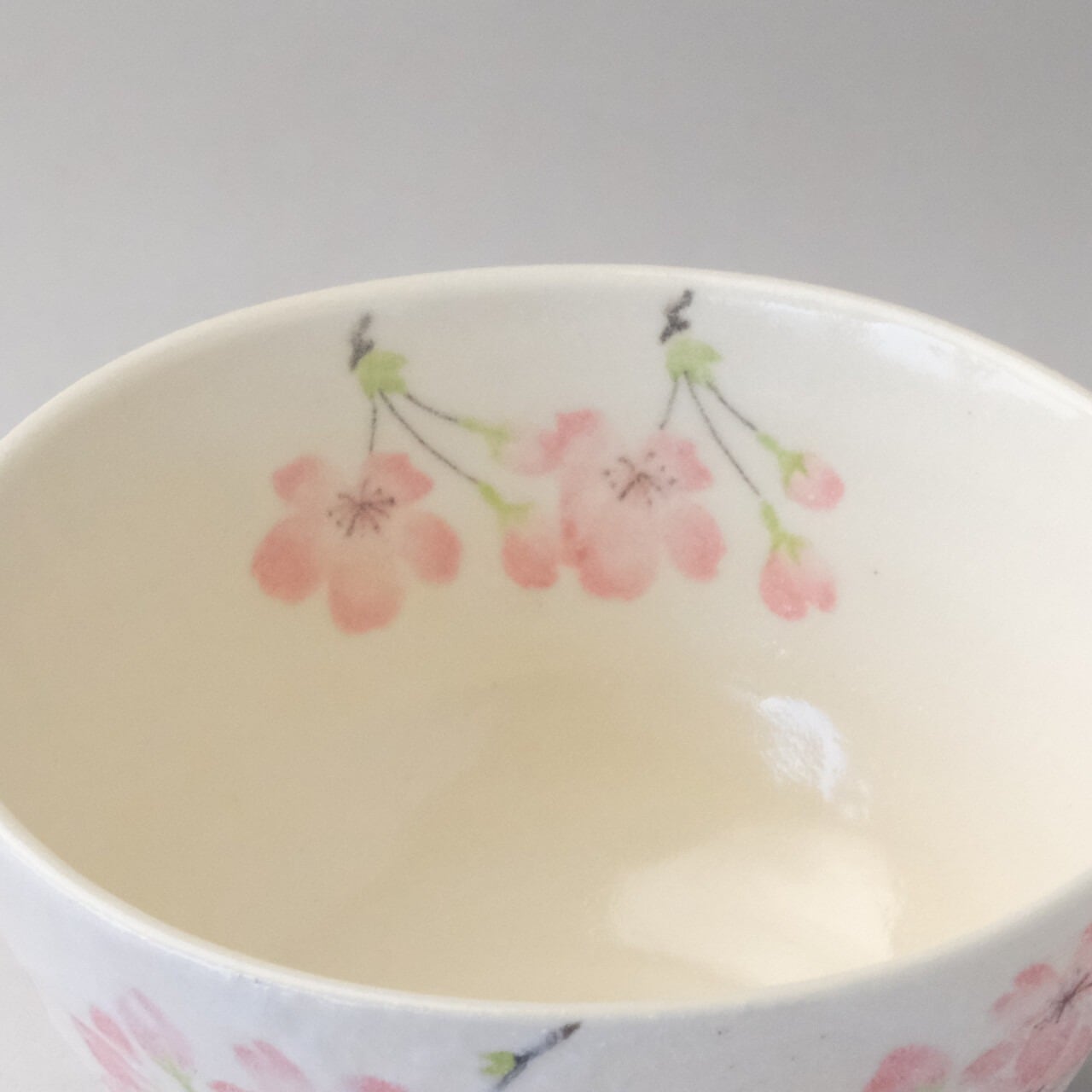 城山桜 茶碗 美濃焼（日本製）｜桜柄 抹茶茶碗｜春の茶道・おうち抹茶