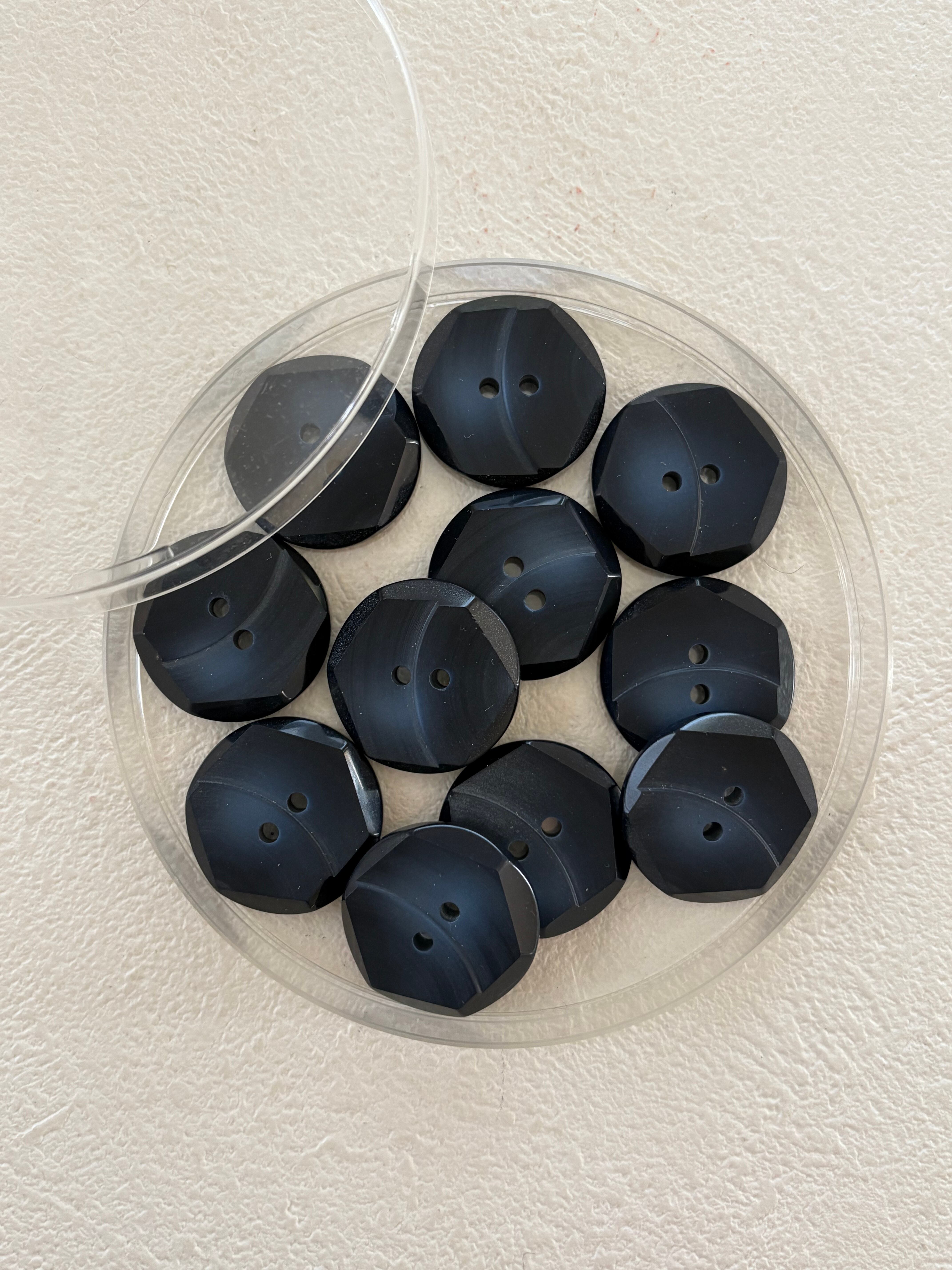 Japanese Vintage ボタン ネイビー 22mm 六角形 2個セット レトロ アクセサリーパーツ 二つ穴