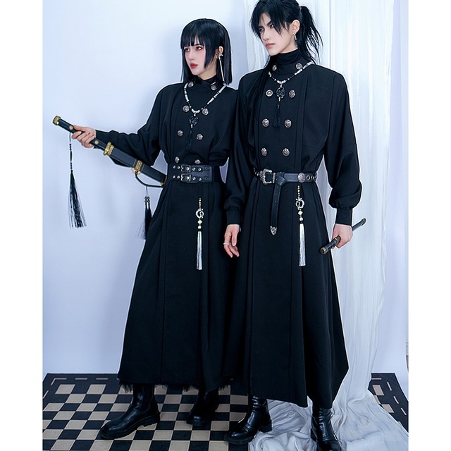 サブカル 天使と悪魔 軍服コート ミリロリ 男装ファッション ロング丈 イベント衣装 コスプレ 概念コーデ 蒼宝儿屋