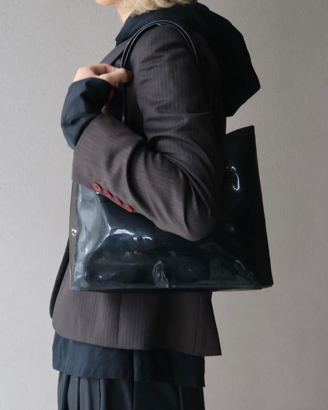front zip enamel hand bag