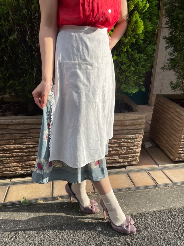 30's/40's vintage white cotton hand lace apron