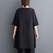 アシンメトリーヘム ラウンドネック トップス  30062