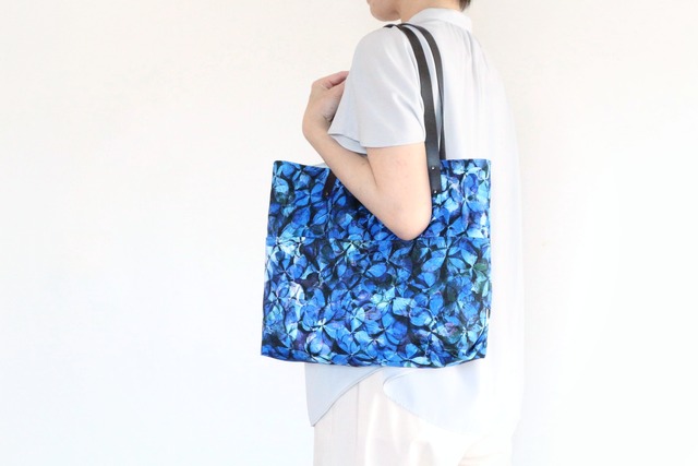 【受注】気分あがる！紫陽花トートバッグ　ブルー