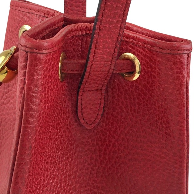Christian Dior クリスチャン ディオール ハンドバッグ レッド オーバル レザー ミニバッグ 巾着 vintage ヴィンテージ オールド 46ensx
