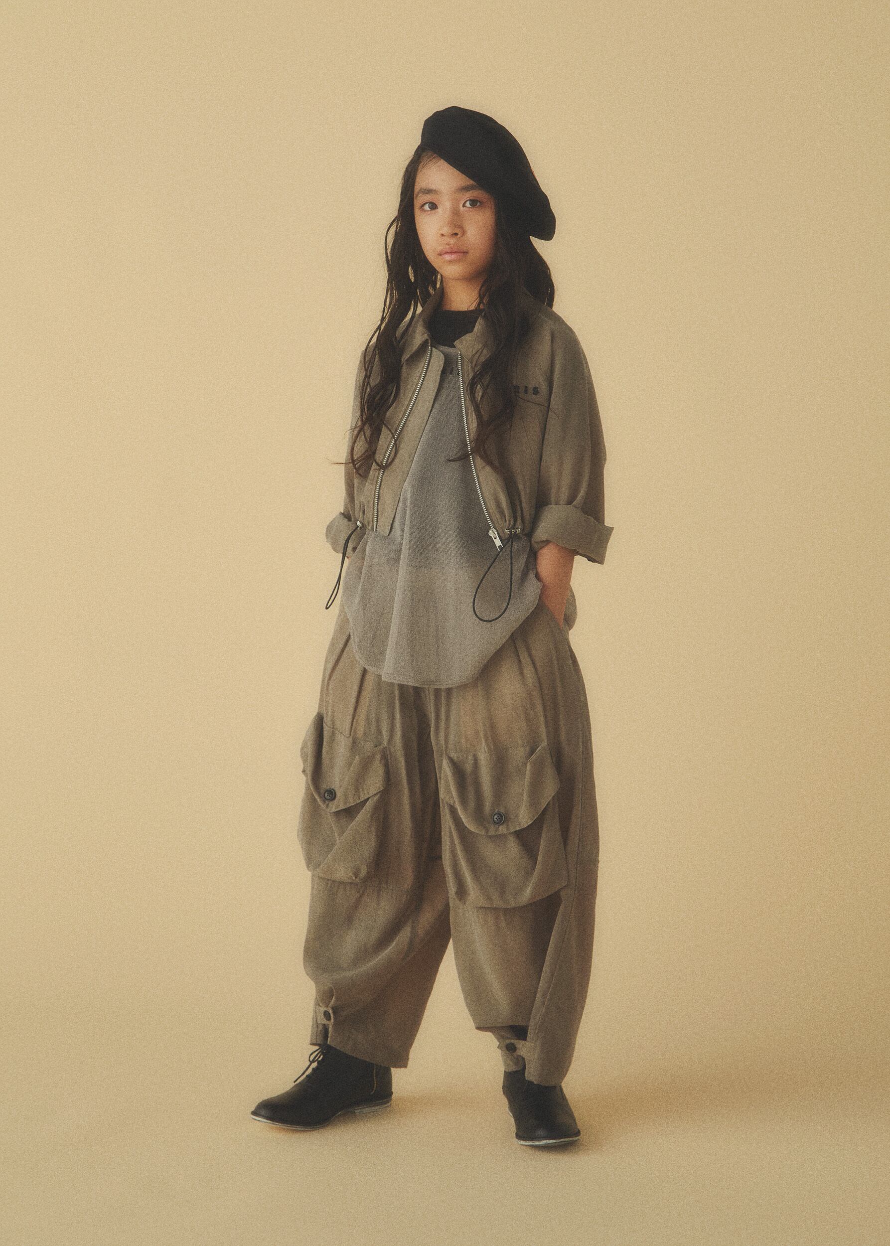 Layered Big Pocket Pants_L/XL size | GRIS