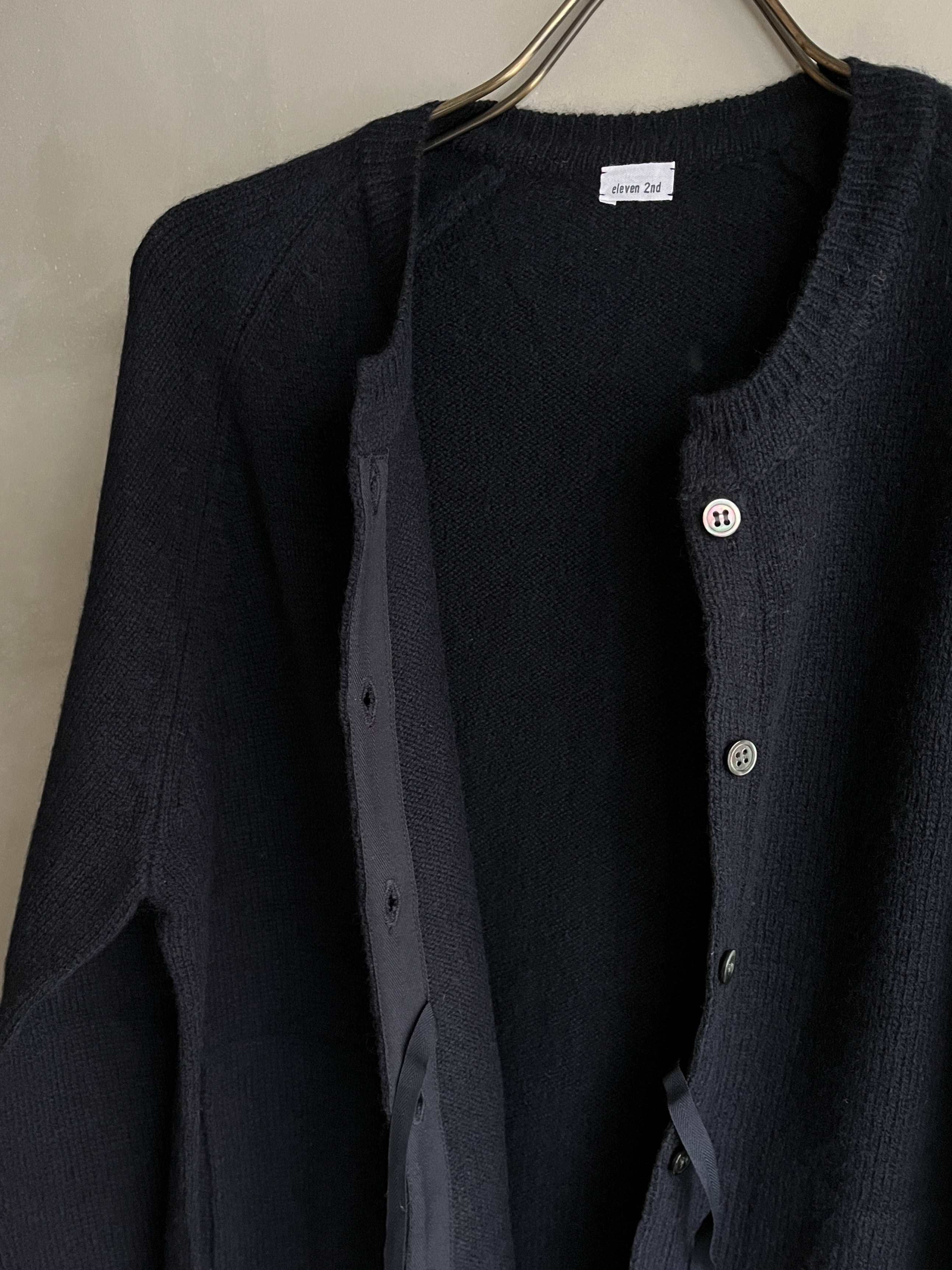 新品　eleven2nd 今期　ウールカーディガン eleven 2nd｜ラムズウール&ヤク ロングカーディガン｜ペールピンク