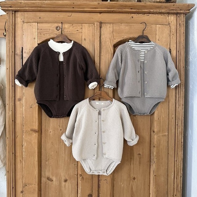 【取寄】oren｜bruno knit set (cardigan + overalls)｜ブルーノニットセット(カーディガン+オーバーオール)｜S-M｜baby｜26 autumn