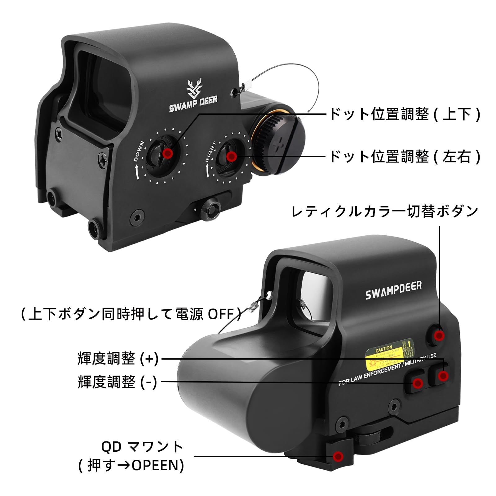 在庫セール】SWAMP DEER OPTICS マグニファイア&ドットサイトセット