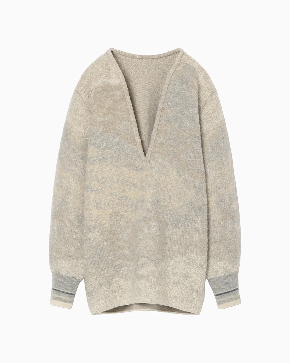 Mame Kurogouchi】 Pile Jacquard Plunge Knit Top