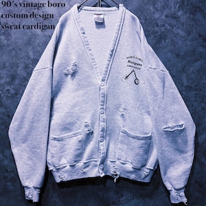 【doppio】90's vintage boro custom design sweat cardigan
