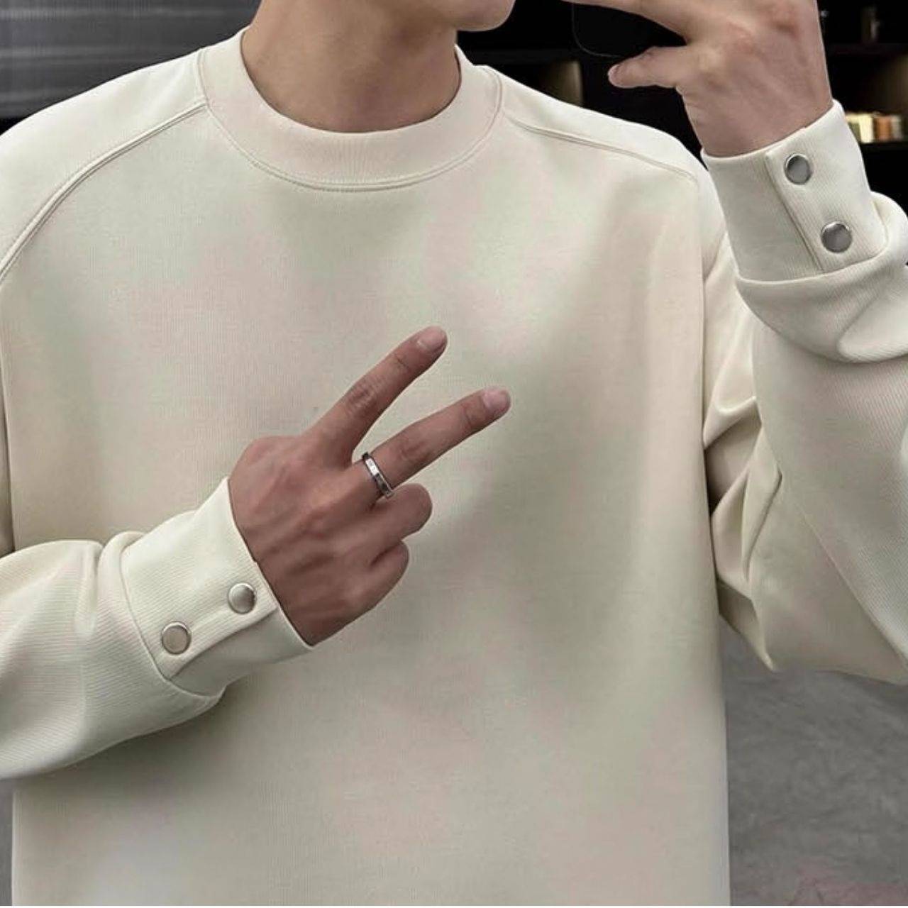 袖2スナップロングTシャツ　1215