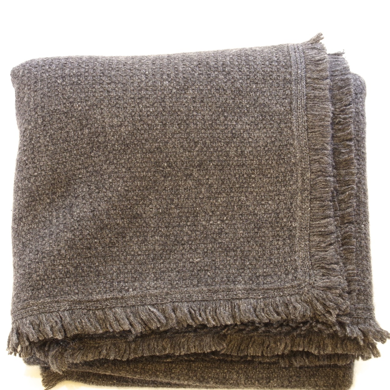 MAISON CARRÉE  CASHMERE Fringe STOLE  "CHARCOAL GREY"