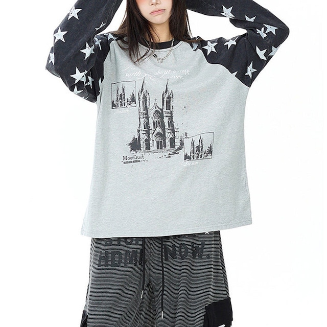 スターパターンラグランアートTシャツ 2col R02480