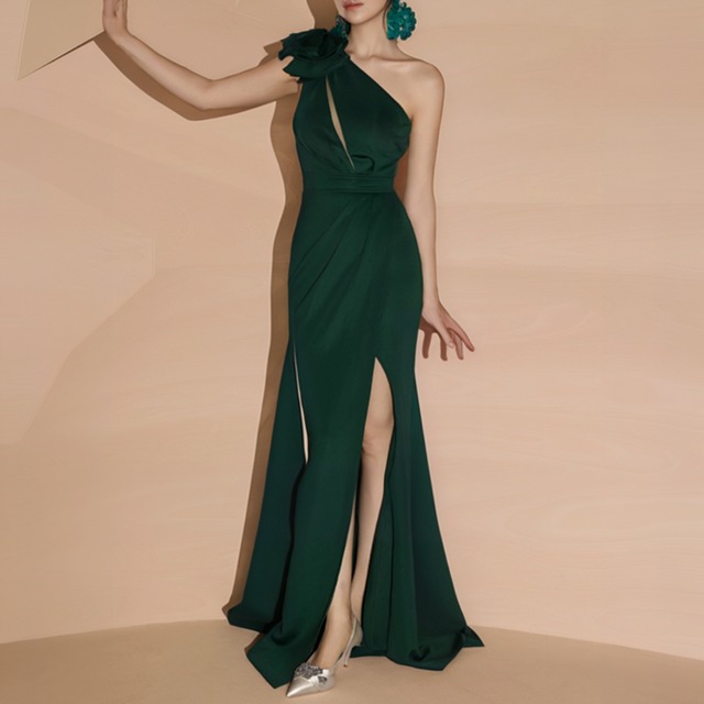 Bow Tie Draped Long Dress 　00175
