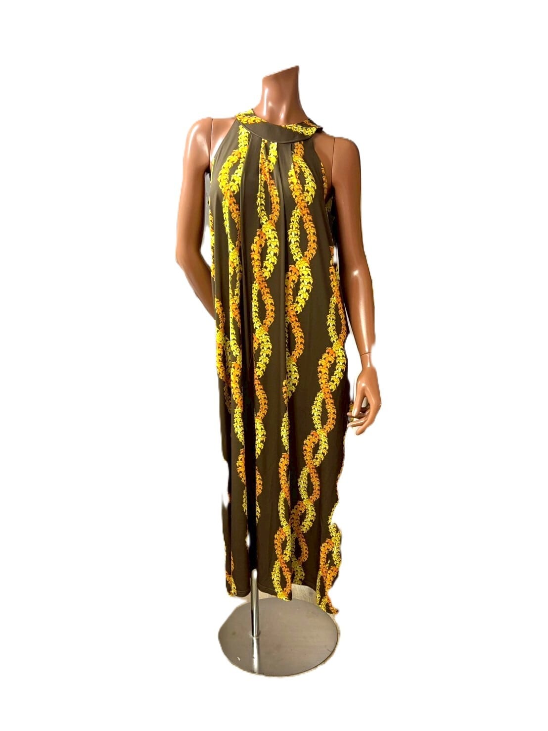 サークルワンピース ケニケニ柄 ブラウン