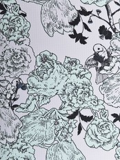 【受注商品】Rumi Rockきもの「チューリップと小鳥」ミント　[A706]