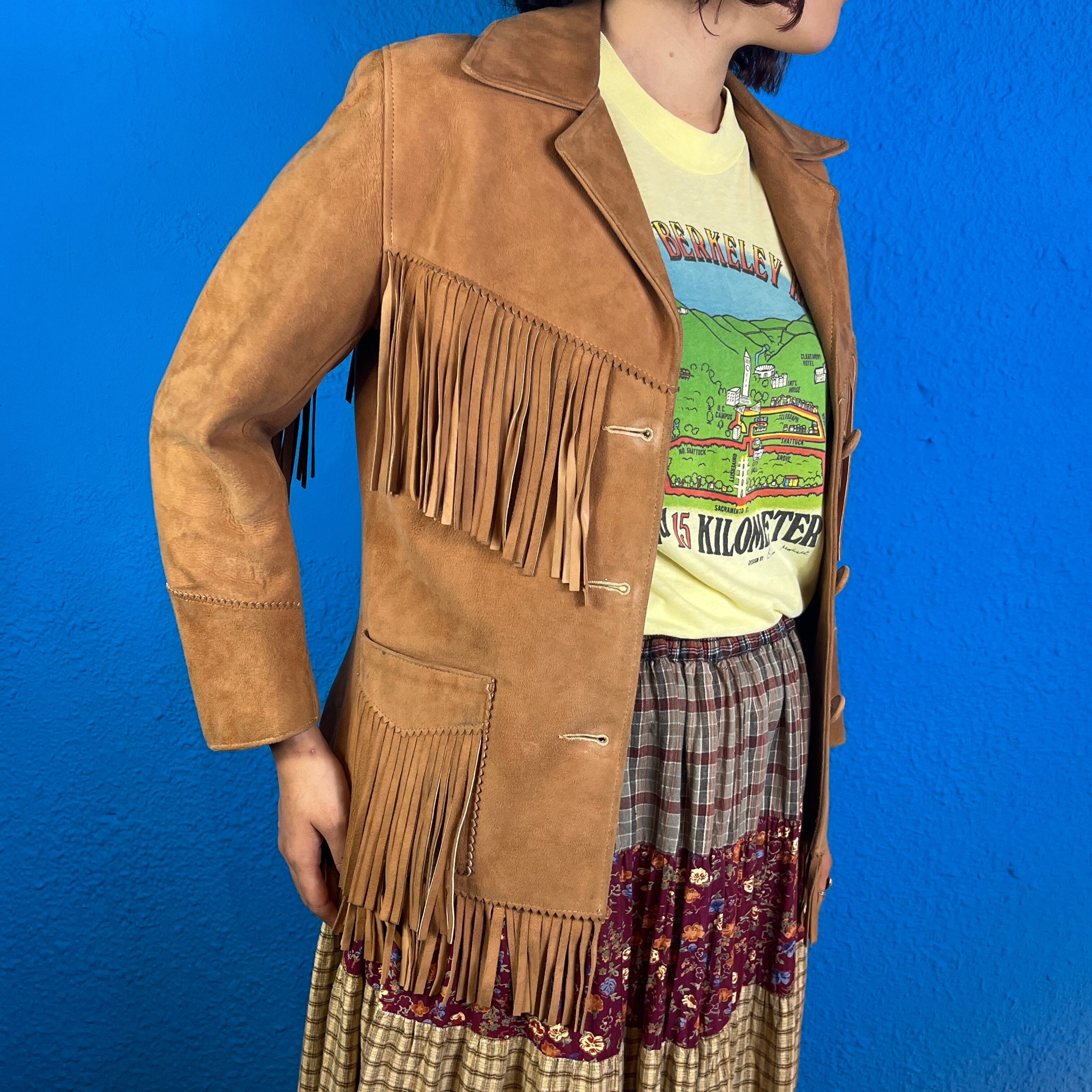 Lady's】70s CowGirl Fringe Suede Jacket / Vintage スエード