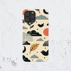受注生産 iPhoneケース 月と植物の北欧フォーク柄｜民芸モダン FMSY018A