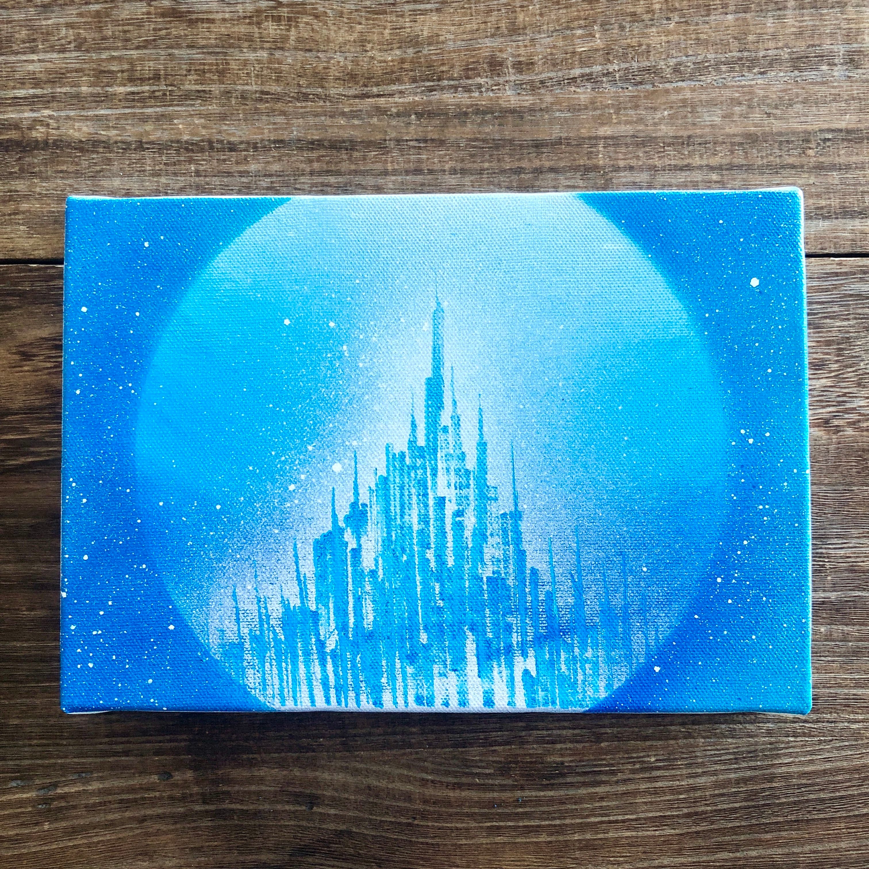 Where nobody knows #2304」原画 風景×世界 青 水色 絵画 キャンバス