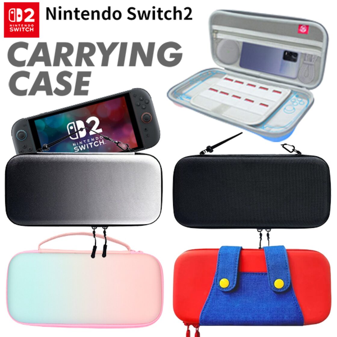 FOR Switch 2 収納バッグ 保護ケース スイッチ2 収納ケース Switch2 保護カバー 大容量 ゲームカード21枚可能 送料無料】 任天堂 Switch2 キャリングケース スイッチ2 ケース カバー 衝撃吸収 防水 大容量 軽量 収納ポーチ付き 4色 男女兼用 保護ケース  ゲームカード収納 持ち運び便利 | PAY ID