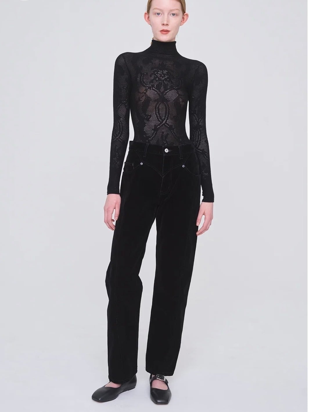 26AW】FETICO フェティコ / ボディスーツ / WOOL LACE KNIT TURTLENECK