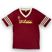 Vネック　半袖　Tシャツ　ワインレッド　古着