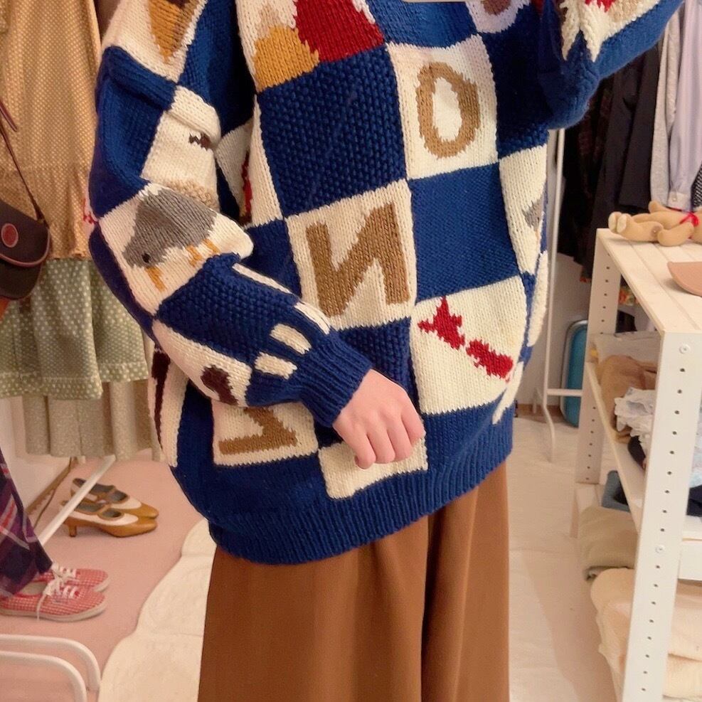 made in new zealand blue block sweater