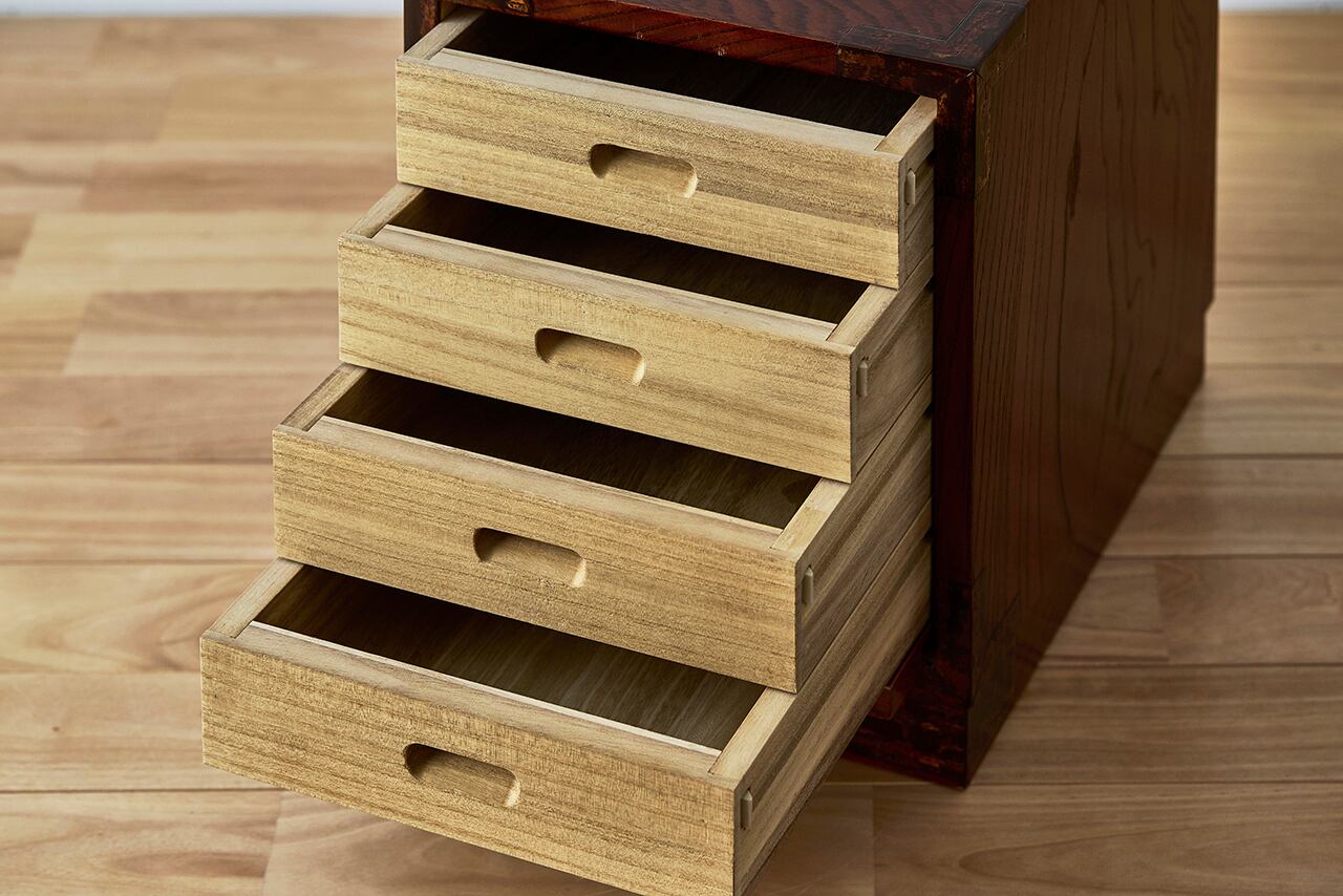 美品　レトロ　小袖机　けやき　小物入れ　箪笥 タンス 木製 ミニチェスト 二段 二引 和風 卓上 箪笥 2段 引き出し