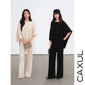 Asymmetric Cape Knit & Wide Pants SET-UP/2color