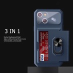 【iphone14対応】 機能的 360°回転 リングホルダー カード スロット スライド レンズ カバー 車載 スタンド 対応 iphone ケース 6配色