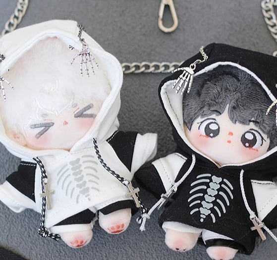 ぬい服 10cm パーカー スカル ゴシック ぬいぐるみ服 推し活 着ぐるみ