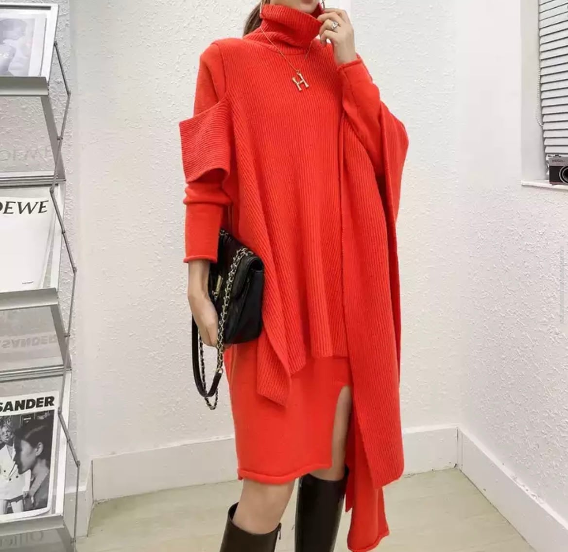 デザインニットワンピース 6color オレンジ | Twinkle5