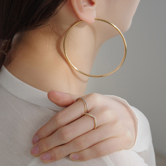 K18イエローゴールド 直径70mm ビッグフープピアス【MKY0111P1】