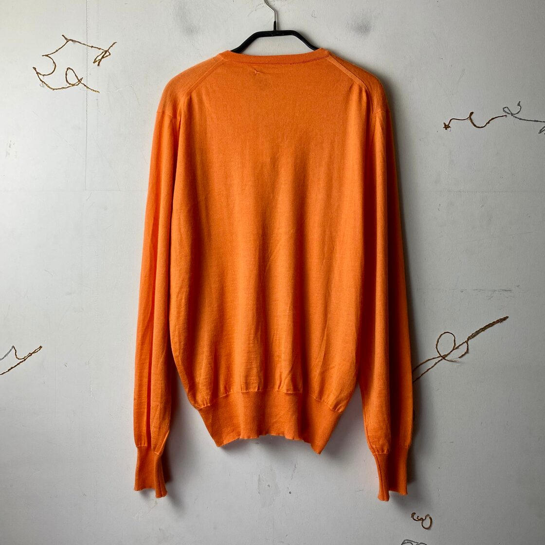 HERMES orange color V-neck cashmere sweater | Pay ID 