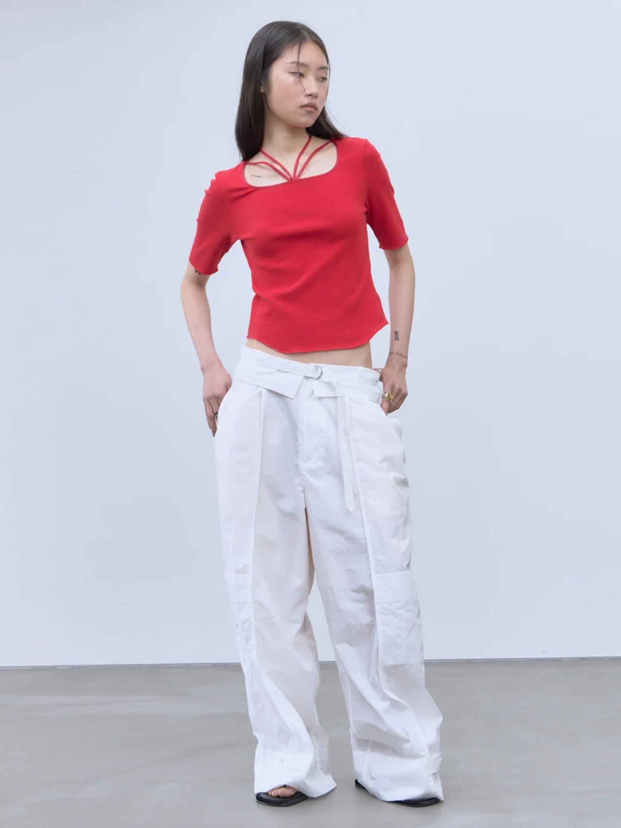 【26SS】THINGS THAT MATTER シングスザットマター / リブトップス / CHOKER STRAP SQUARE TOPS - 4