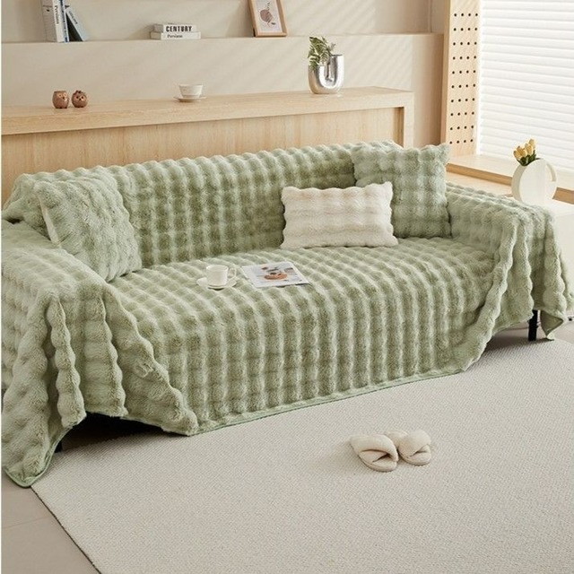 ソファーカバー 毛布 北欧風 韓国風 180cm×230cm 180cm×260cm ピンク グレー グリーン カーキ オフホワイト 暖かい モコモコ 洗濯可 お洒落 気持ちい